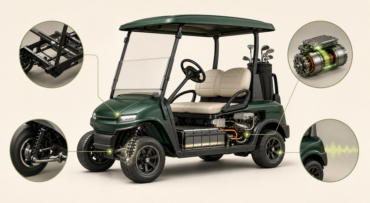 Golf cart chassis suspension and electric drivetrain engineering
