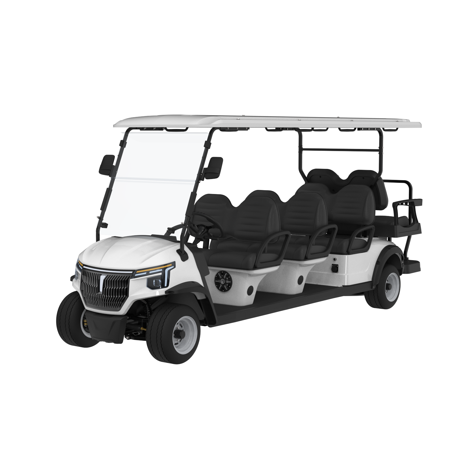 Discover our family-sized 8 seater golf carts. These electric, street legal models offer safe, comfortable rides for large groups.