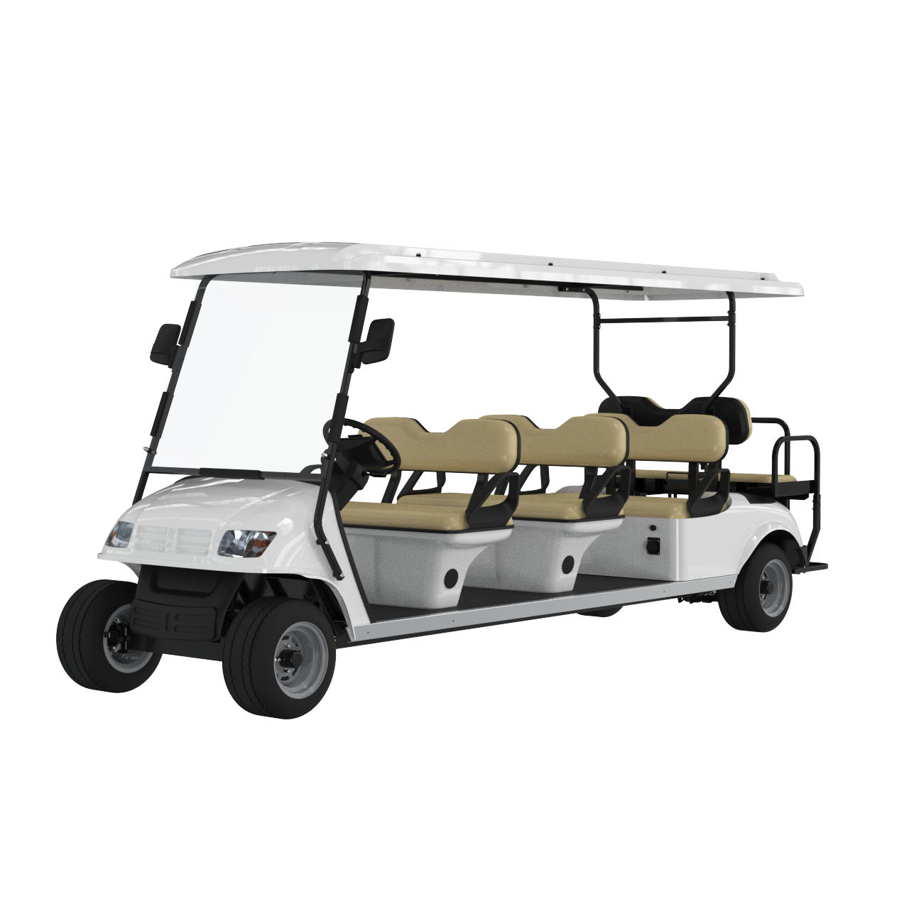 Shop our 8 seater street legal golf carts. These electric models are perfect for neighborhood cruising and commercial applications.